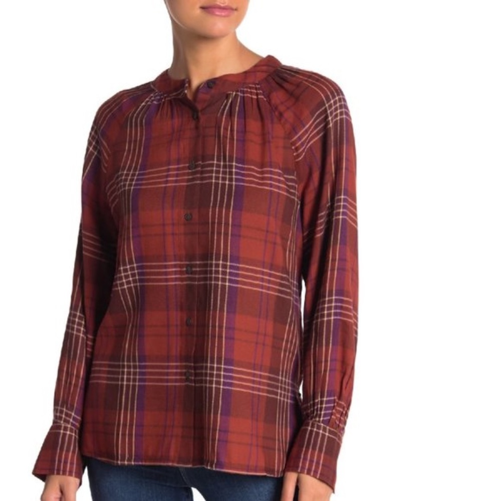 SUSINA Plaid Button Down Shirt(Petite)